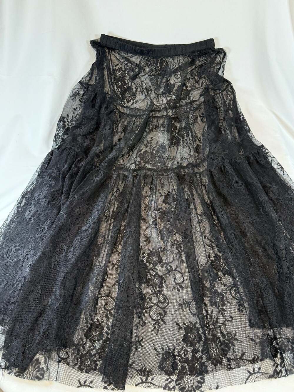 Womens Black Lace Sheer Skirt Size Medium Whimsigoth Goth Emo Witchy Fairycore